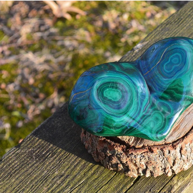 Polished Malachite Natural Heart from Dominican Republic