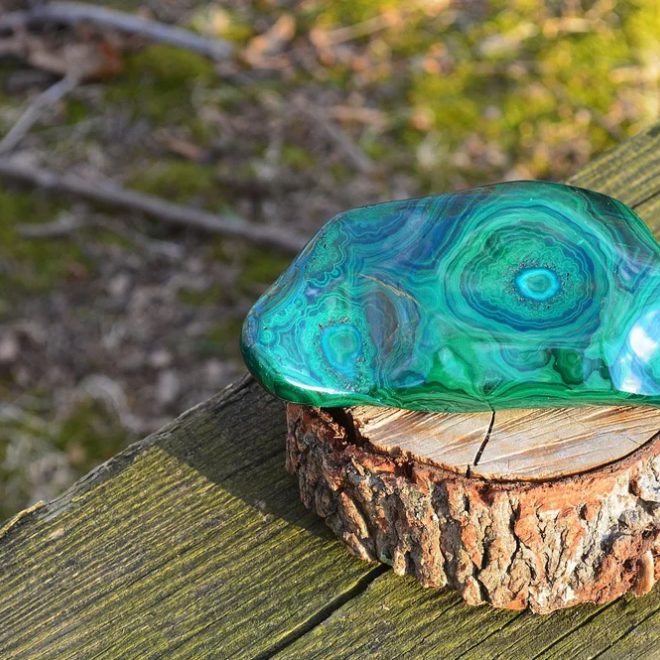 Polished Malachite with Chrysocolla from Dominican Republic