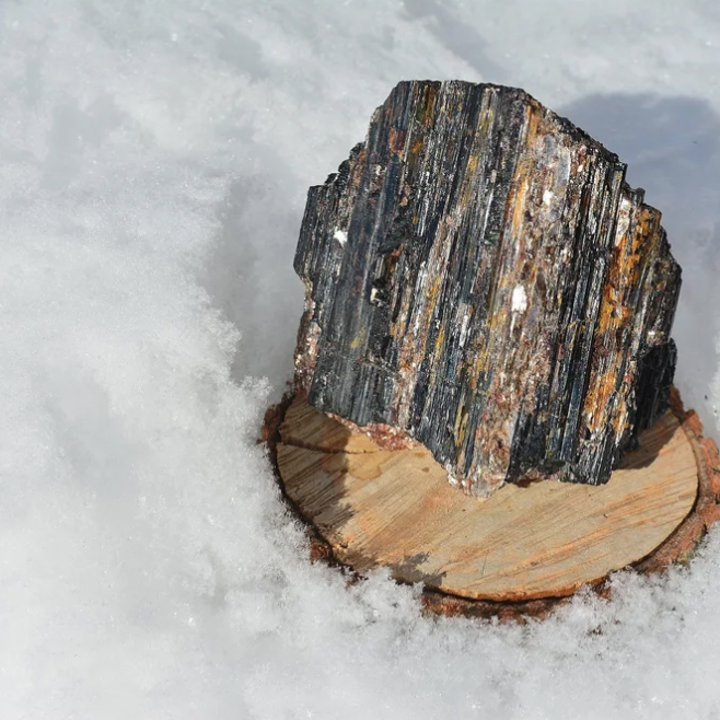 Black Tourmaline Log with Mica from Brazil