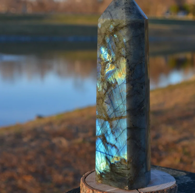 Blue Flash Labradorite Tower from Madagascar